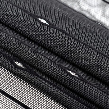 Linear Flocked Stretch Mesh Nylon Spandex Fabric - Navy/Black Linear Flocked, 54" Width (1 Yard)