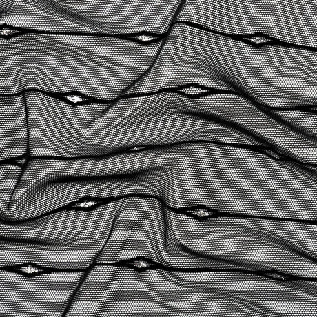 Linear Flocked Stretch Mesh Nylon Spandex Fabric - Navy/Black Linear Flocked, 54" Width (1 Yard)