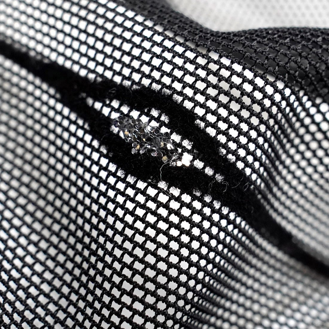 Flocked Stretch Mesh Navy Black