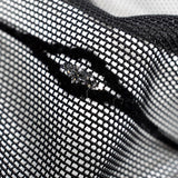 Linear Flocked Stretch Mesh Nylon Spandex Fabric - Navy, Black, Textured Mesh, 54" Width (1 Yard)