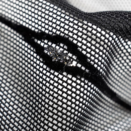 Linear Flocked Stretch Mesh Nylon Spandex Fabric - Navy/Black Linear Flocked, 54" Width (1 Yard)