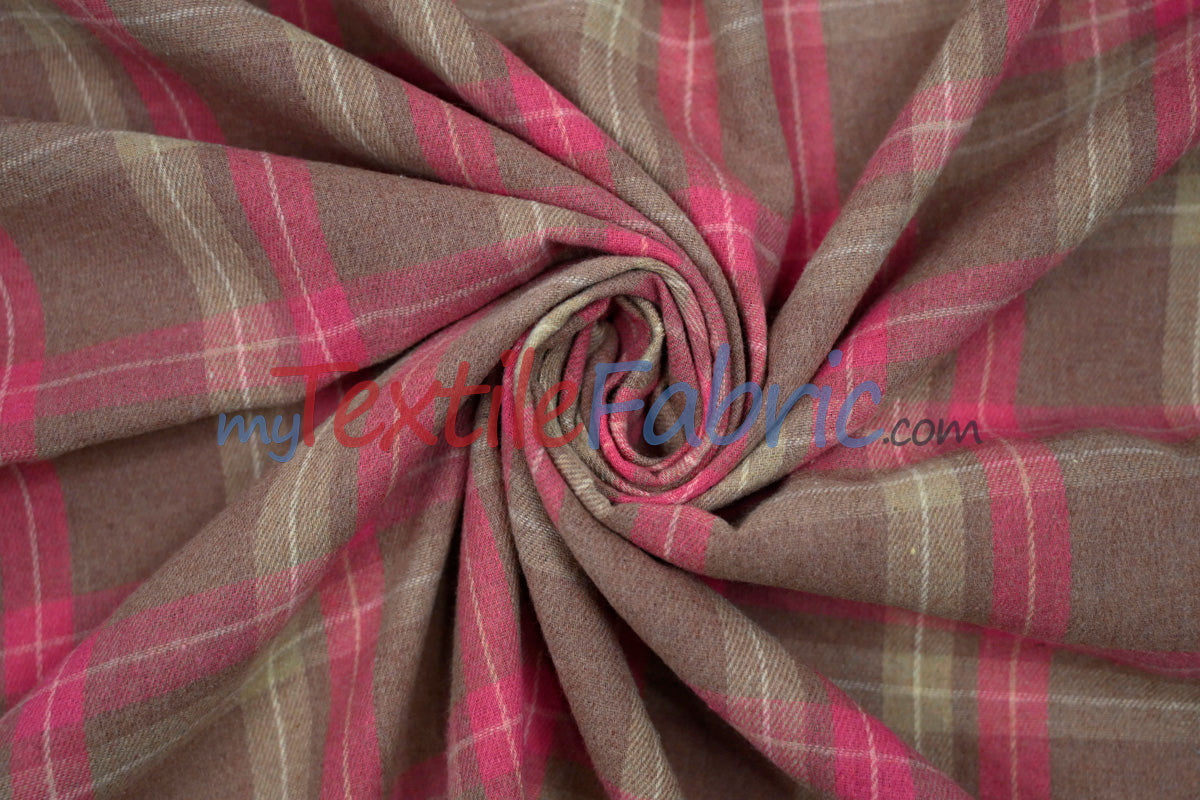 Plaid Flannel Fabric - 80 Percent Polyester 20 Percent Cotton, Plaid Pattern, 7 Oz, Soft Brushed Cotton Face (1 Yard)
