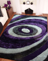 Soft Plush Fluffy Circle Design Polyester Fabric - Shag Area Rug, Circle Design, 7'6" X 10'3" (1 Piece)