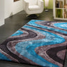 Soft Plush Fluffy Wavy Design Polyester Fabric - Gray Purple, Gray Blue, Shag Area Rug, 1.19" Pile Height (5' X 7', 7'6" X 10'3")