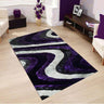 Soft Plush Fluffy Wavy Design Polyester Fabric - Gray Purple, Gray Blue, Shag Area Rug, 1.19" Pile Height (5' X 7', 7'6" X 10'3")