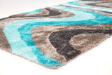 Soft Plush Fluffy Wavy Design Polyester Fabric - Gray Purple, Gray Blue, Shag Area Rug, 1.19" Pile Height (5' X 7', 7'6" X 10'3")