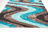 Soft Plush Fluffy Wavy Design Polyester Fabric - Gray Purple, Gray Blue, Shag Area Rug, 1.19" Pile Height (5' X 7', 7'6" X 10'3")