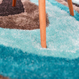 Soft Plush Fluffy Wavy Design Polyester Fabric - Gray Purple, Gray Blue, Shag Area Rug, 1.19" Pile Height (5' X 7', 7'6" X 10'3")