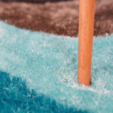 Soft Plush Fluffy Wavy Design Polyester Fabric - Gray Purple, Gray Blue, Shag Area Rug, 1.19" Pile Height (5' X 7', 7'6" X 10'3")