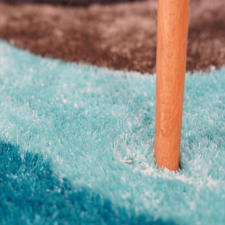 Soft Plush Fluffy Wavy Design Polyester Fabric - Gray Purple, Gray Blue, Shag Area Rug, 1.19" Pile Height (5' X 7', 7'6" X 10'3")