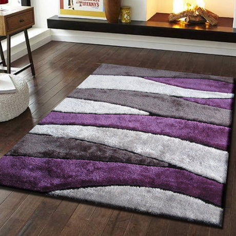 Living Shag Waves Polyester Fabric - 3D Effect Shag Rug, Gray Blue, 7'6" X 10'3" (1 Piece)