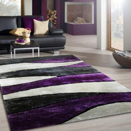 Living Shag Waves Polyester Fabric - 3D Effect Shag Rug, Gray Blue, 7'6" X 10'3" (1 Piece)