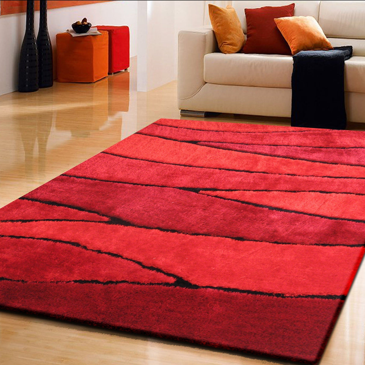 Living Shag Waves Polyester Fabric - 3D Effect Shag Rug, Gray Blue, 7'6" X 10'3" (1 Piece)
