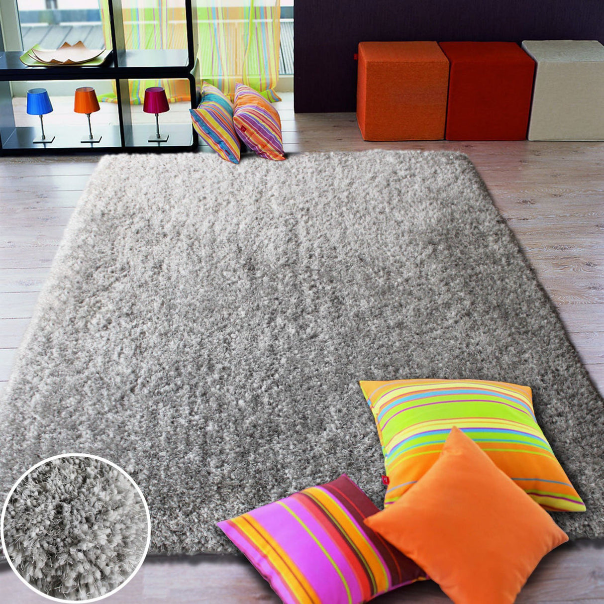 Plush Fluffy Soft Shinny Multi Textural Shag Area Rug Carpet - Shag Area Rug, Multi Textural, 5' X 7', 2' X 3', Blanco Rosa, Stellar Blue, Natural (1 Unit)