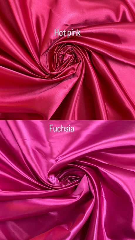 Hot Pink Bridal Satin Fabric - Hot Pink, 58"-60" Width (1 Yard)