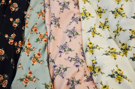 Love Flower Rayon Challis Fabric - Floral Print, 58/60" Width (1 Yard)