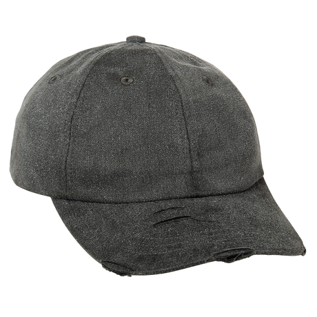 Adam'S LP108 Distressed Cap Cotton Twill Fabric - Black, Heavy Distressing, Six-Panel, Low Profile, Curved Visor (1 Cap)