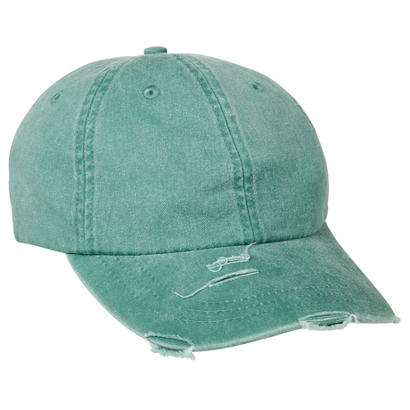 LP108 Distressed Cotton Twill Cap - Forest Green, Heavy Distressing, Curved Visor (1 Cap)