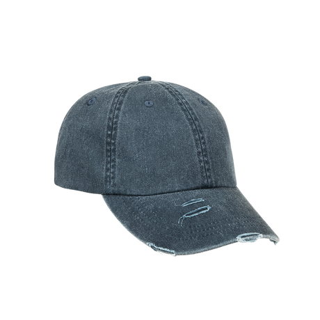 Adams Distressed Cap Cotton Twill Fabric - Navy, Distressed, Six-Panel, Low Profile, Curved Visor (1 Cap)