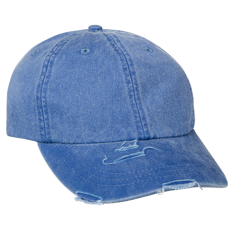 Adam'S LP108 Distressed Cotton Twill Cap - Royal, Distressed Visor, Six-Panel, Low Profile (1 Cap)