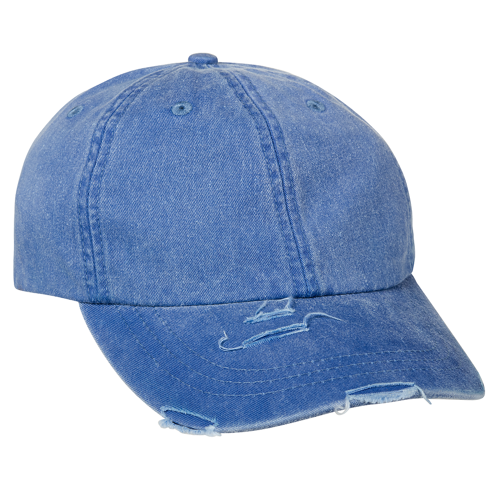 Adam'S LP108 Distressed Cotton Twill Cap - Royal, Distressed Visor, Six-Panel, Low Profile (1 Cap)