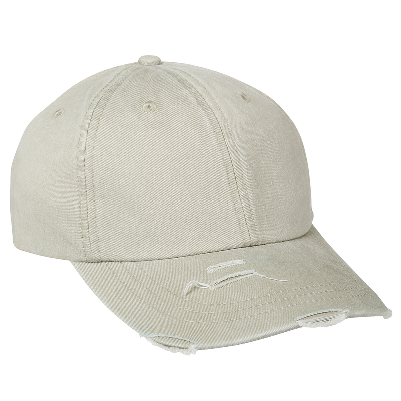 Adam'S LP108 Distressed Cap Cotton Twill Fabric - Stone, Six-Panel, Low Profile, Curved Visor (1 Cap)