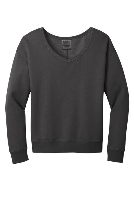 Port & Company® Women's Beach Wash Garment-Dyed V-Neck Sweatshirt