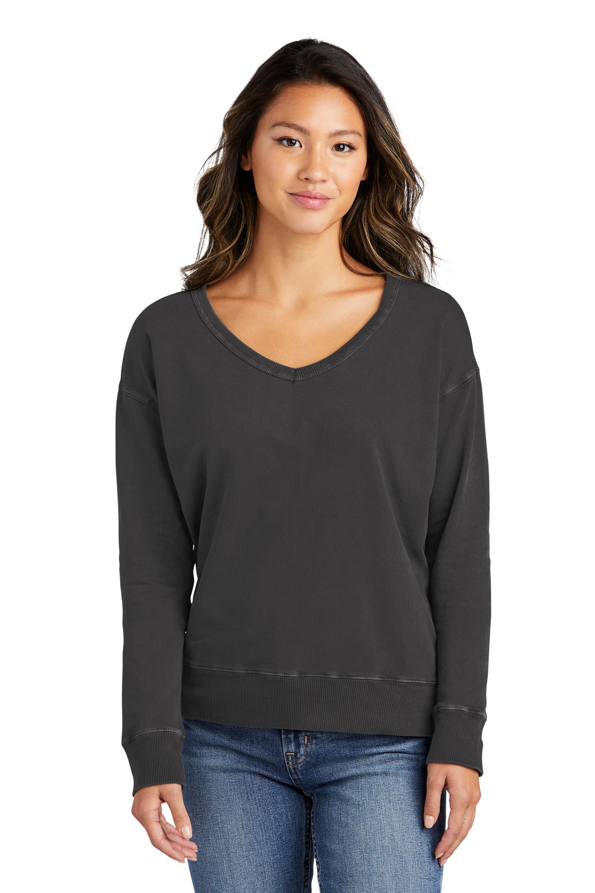 Port & Company® Women's Beach Wash® Garment-Dyed V-Neck Sweatshirt