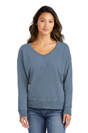 Port & Company® Women's Beach Wash Garment-Dyed V-Neck Sweatshirt