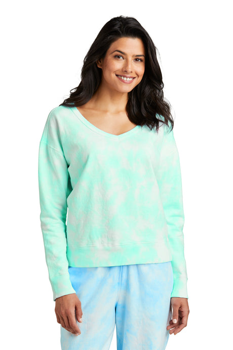 Port & Company® Women's Beach Wash® Cloud Tie-Dye V-Neck Sweatshirt