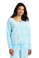 Port & Company® Women's Beach Wash Cloud Tie-Dye V-Neck Sweatshirt