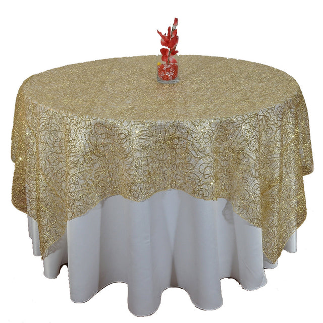 Gold Spider Mesh Sequin Overlay Tablecloth 60″ x 60″
