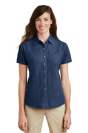 Camisa de Mezclilla de Manga Corta para Mujer Port & Company®
