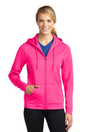 Chaqueta con capucha y cremallera completa de forro polar Sport-Wick® para mujer Sport-Tek®