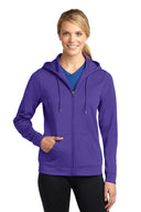 Chaqueta con capucha y cremallera completa de forro polar Sport-Wick® para mujer Sport-Tek®