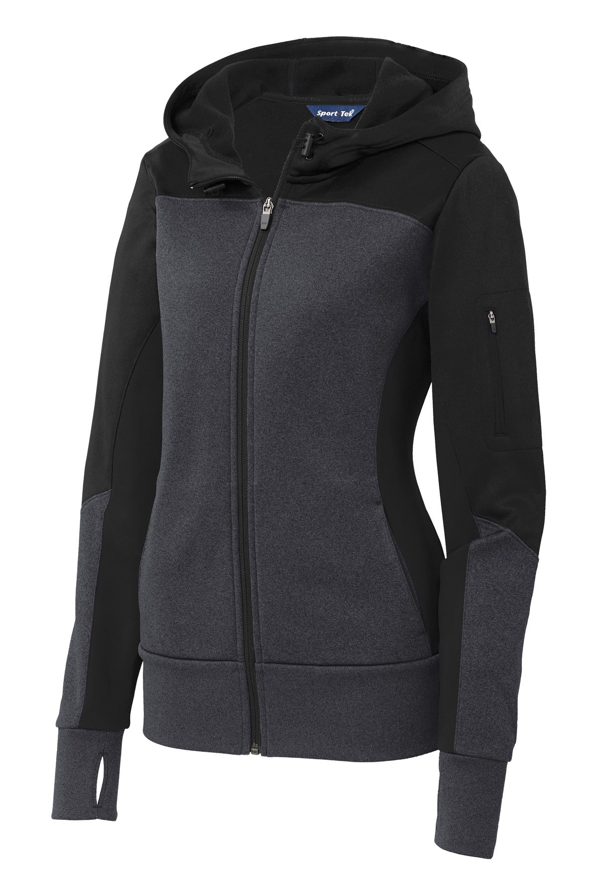 Sport-Tek® Women's Tech Fleece Colorblock Full-Zip Hooded Jacket