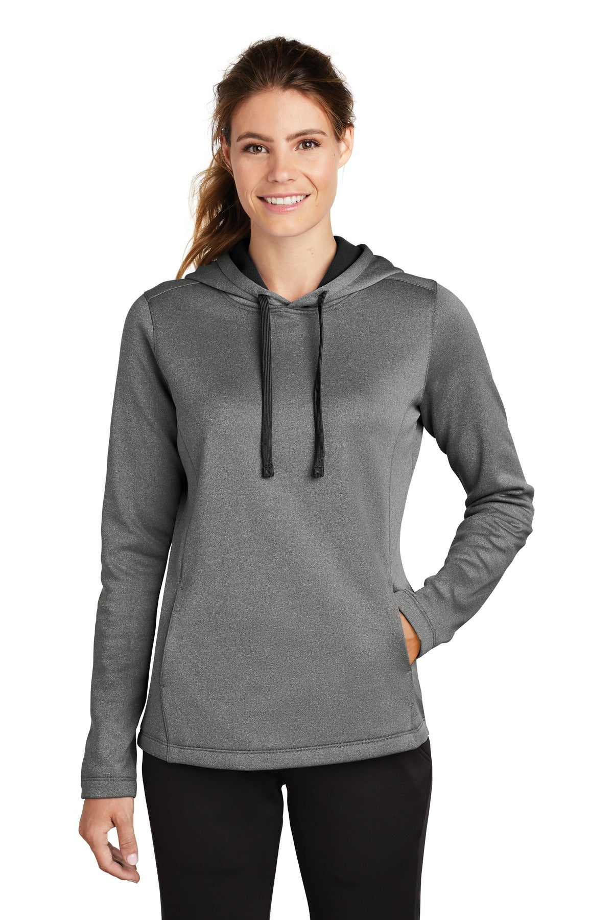 Sport-Tek ® Women's PosiCharge ® Sport-Wick ® Heather Fleece Hooded Pullover