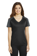 Sport-Tek® Ladies PosiCharge® Competitor™ Sleeve-Blocked V-Neck Tee