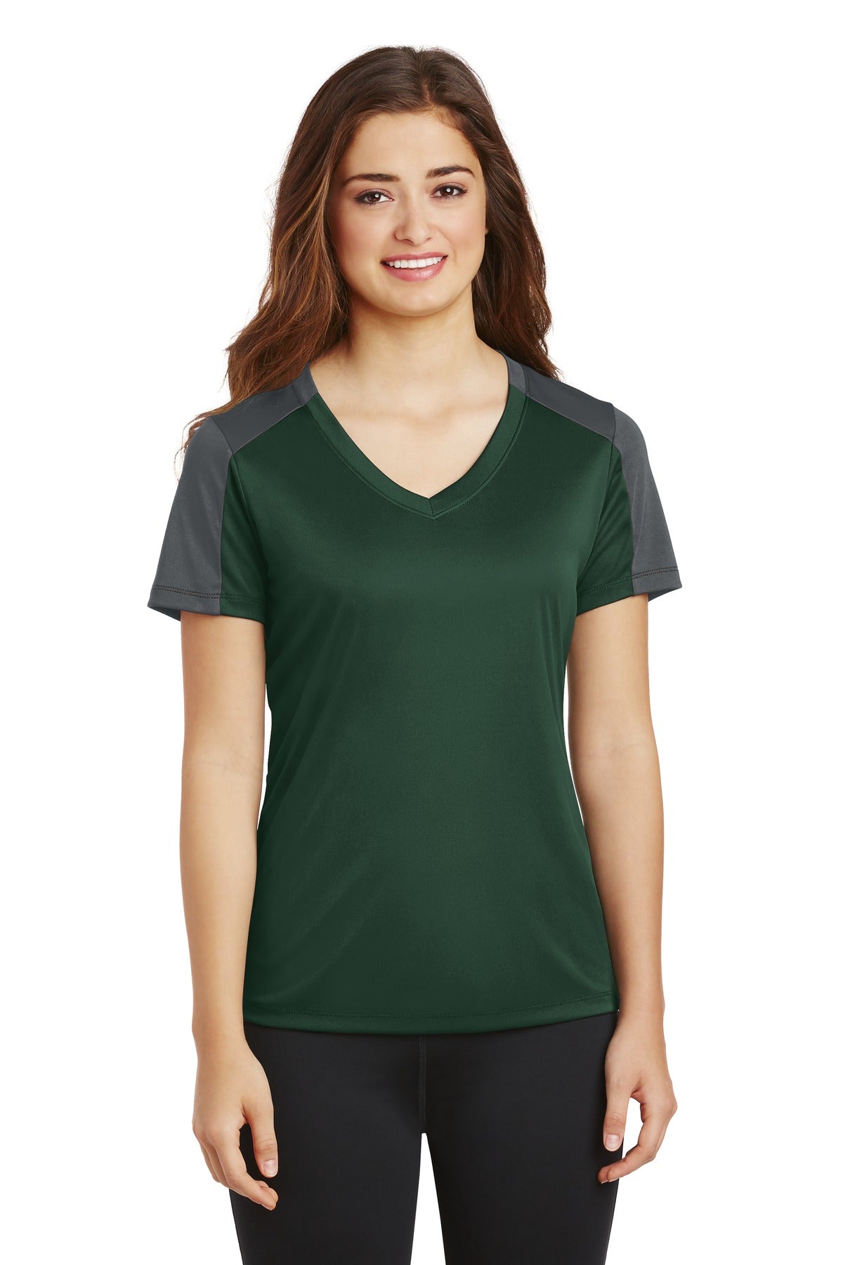 Sport-Tek® Ladies PosiCharge® Competitor™ Sleeve-Blocked V-Neck Tee