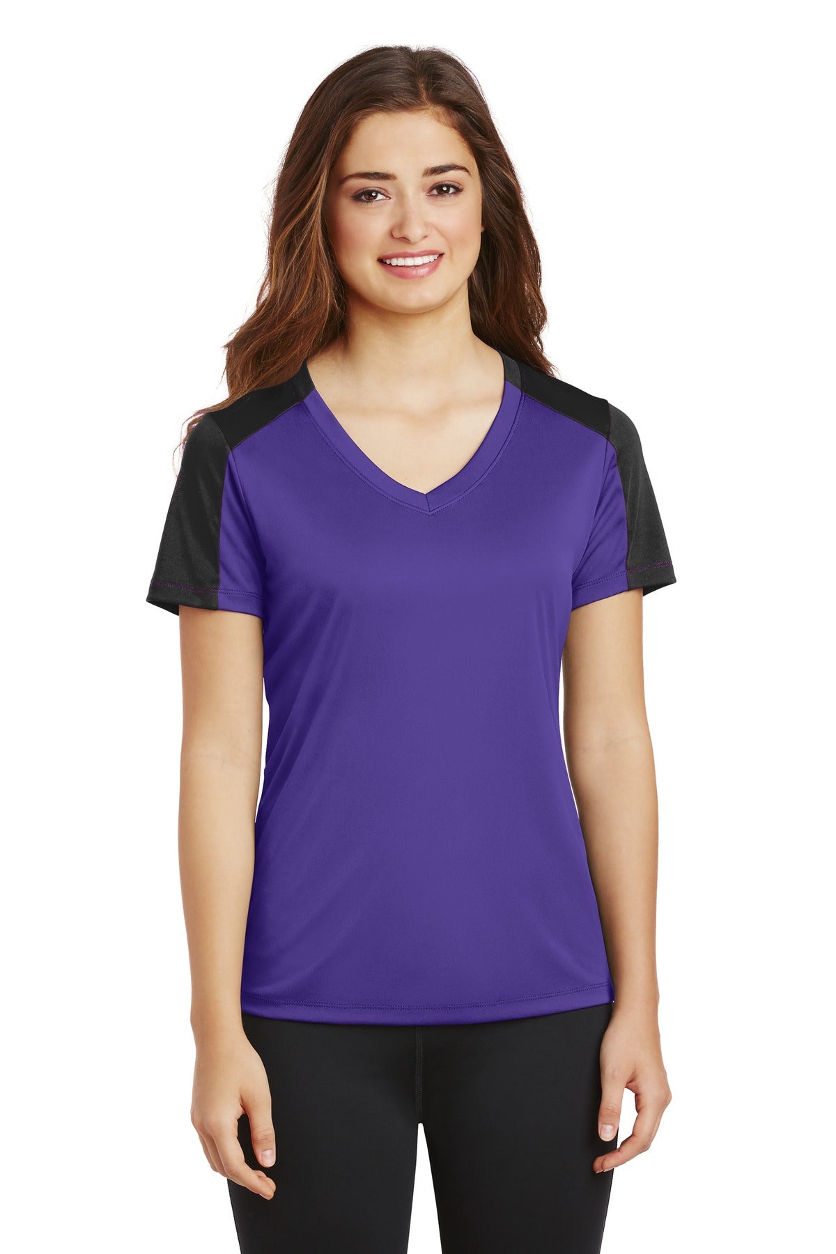 Sport-Tek® Ladies PosiCharge® Competitor™ Sleeve-Blocked V-Neck Tee