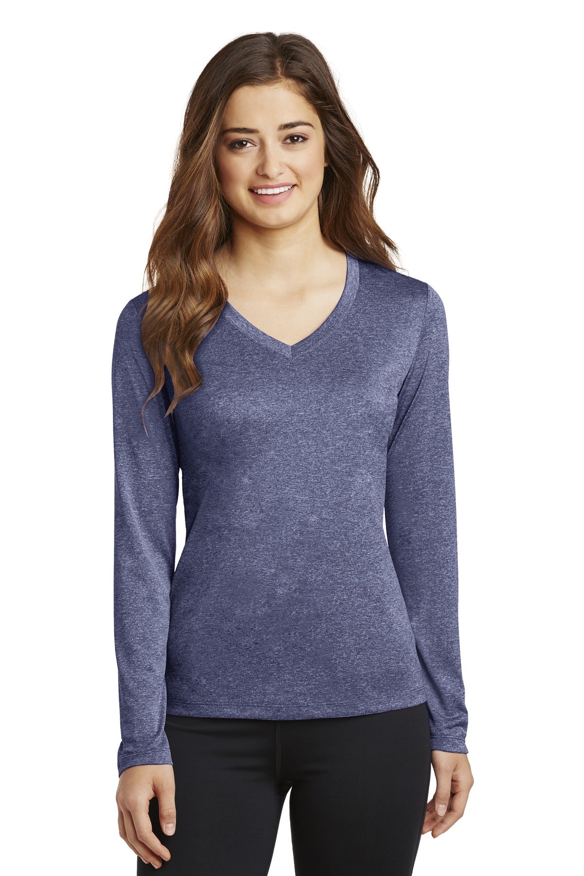 Sport-Tek® Ladies Long Sleeve Heather Contender™ V-Neck Tee