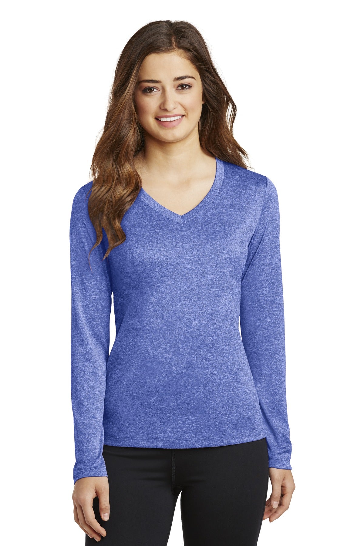 Sport-Tek® Ladies Long Sleeve Heather Contender™ V-Neck Tee