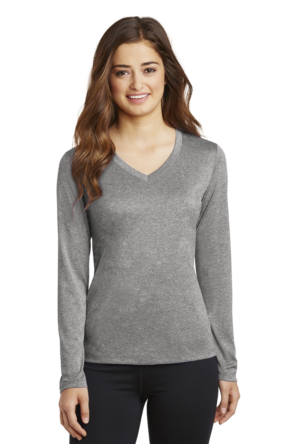 Sport-Tek® Ladies Long Sleeve Heather Contender™ V-Neck Tee
