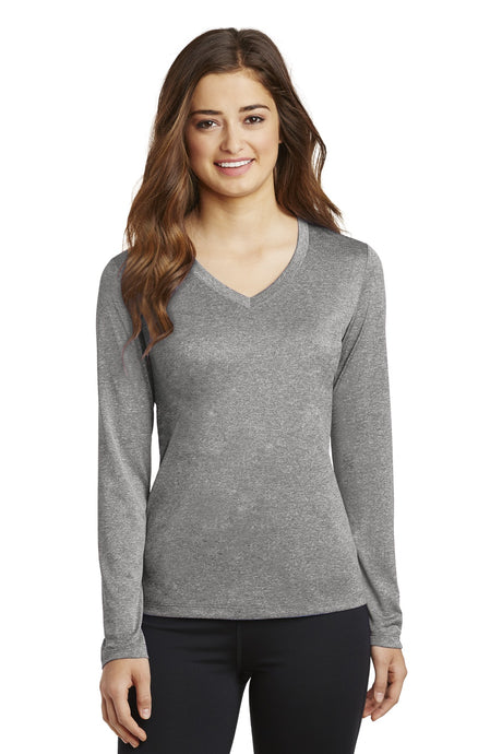 Sport-Tek® Ladies Long Sleeve Heather Contender™ V-Neck Tee