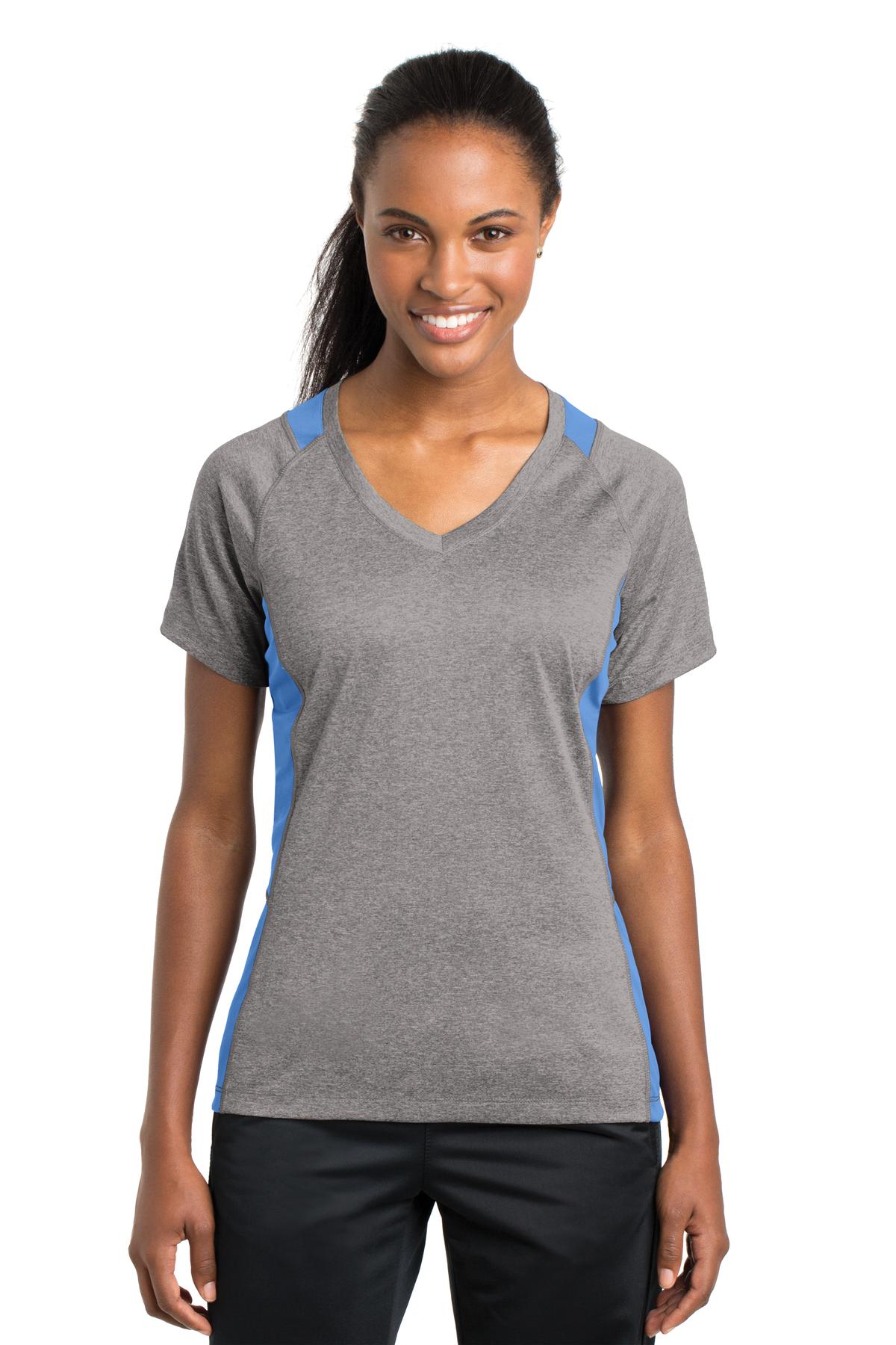 Sport-Tek® Women's Heather Colorblock Contender™ V-Neck Tee