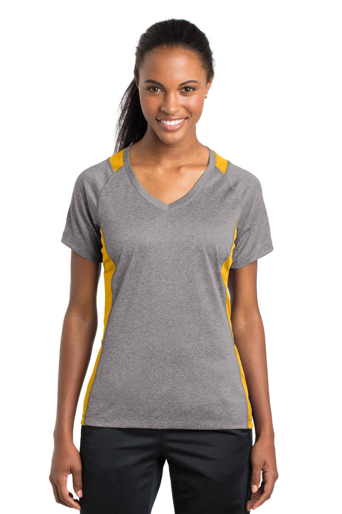 Sport-Tek® Women's Heather Colorblock Contender™ V-Neck Tee