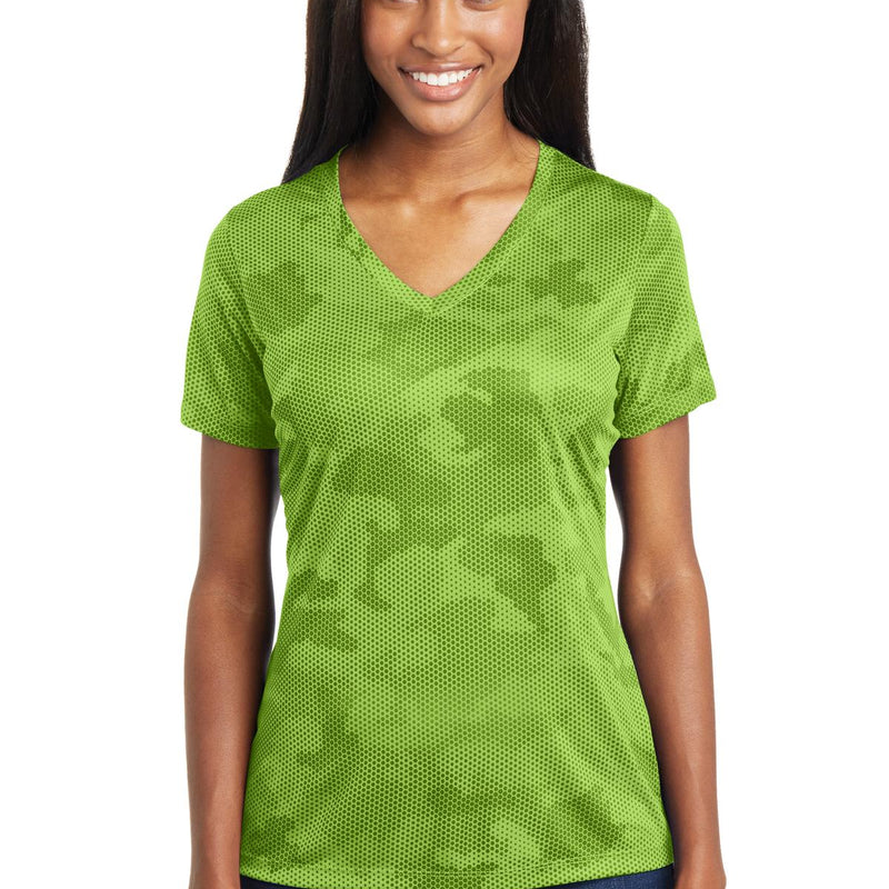 Sport-Tek® Ladies CamoHex V-Neck Tee