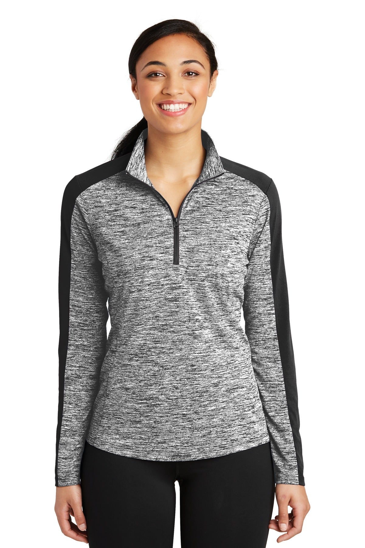 Sport-Tek® Women's PosiCharge® Electric Heather Colorblock 1/4-Zip Pullover