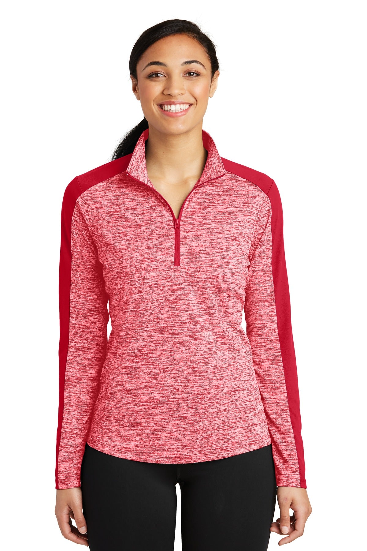 Sport-Tek® Women's PosiCharge® Electric Heather Colorblock 1/4-Zip Pullover