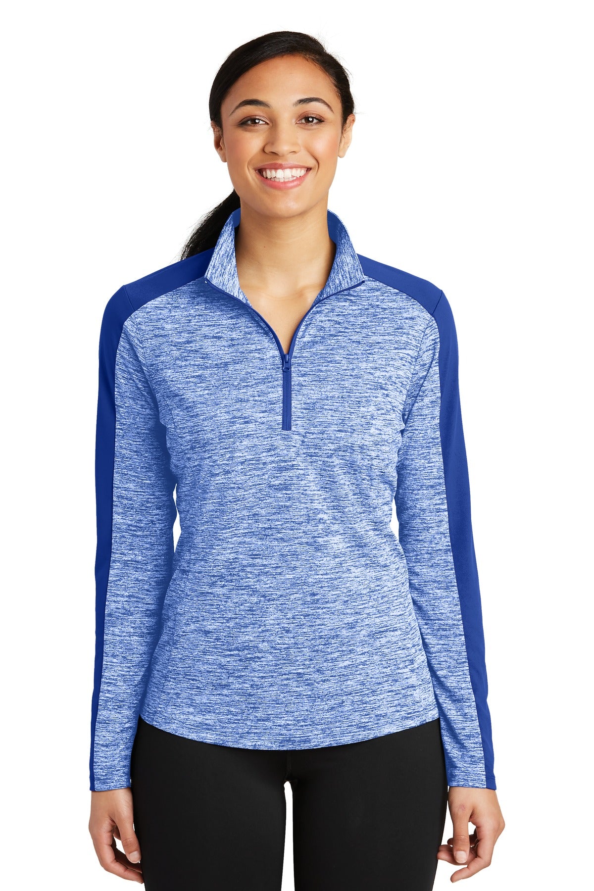 Sport-Tek® Women's PosiCharge® Electric Heather Colorblock 1/4-Zip Pullover